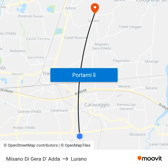 Misano Di Gera D' Adda to Lurano map