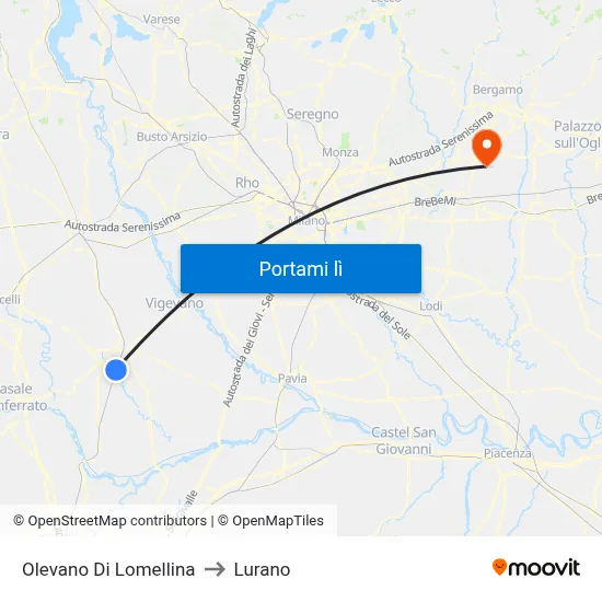 Olevano Di Lomellina to Lurano map