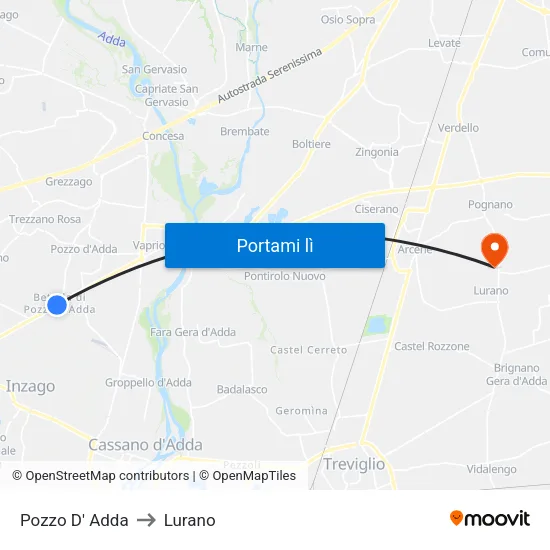 Pozzo D' Adda to Lurano map