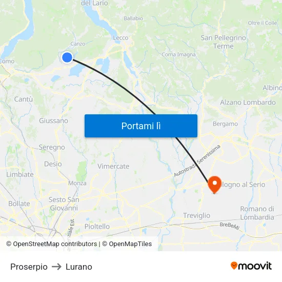 Proserpio to Lurano map