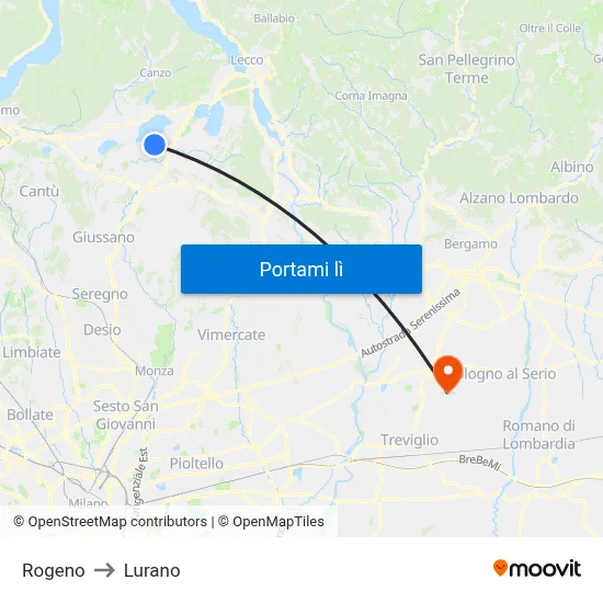 Rogeno to Lurano map