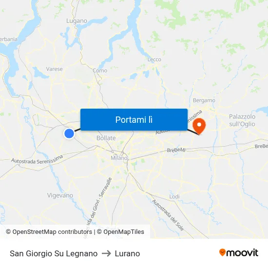 San Giorgio Su Legnano to Lurano map
