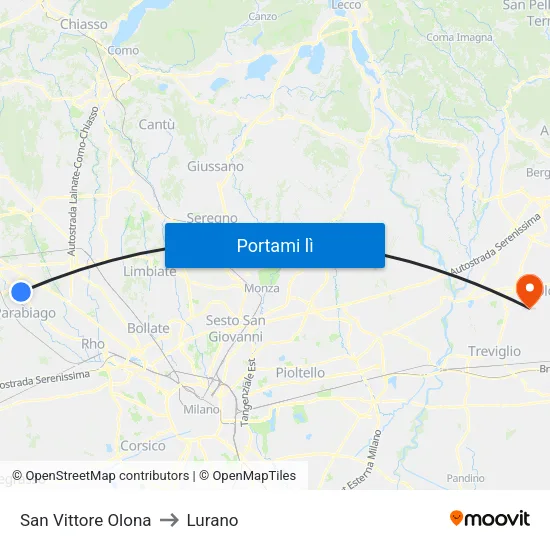 San Vittore Olona to Lurano map