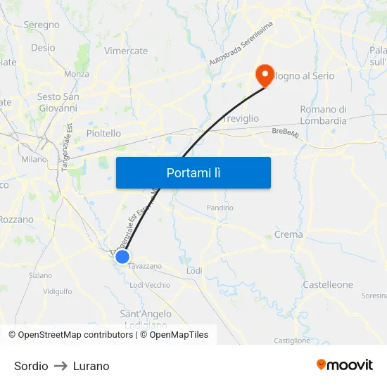 Sordio to Lurano map