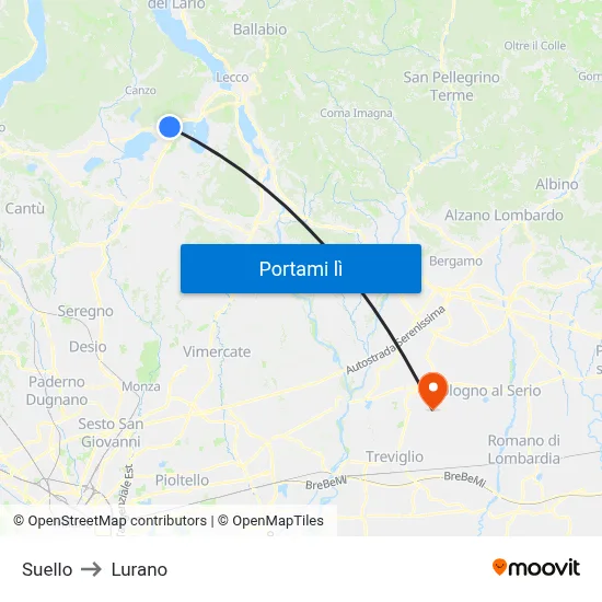 Suello to Lurano map