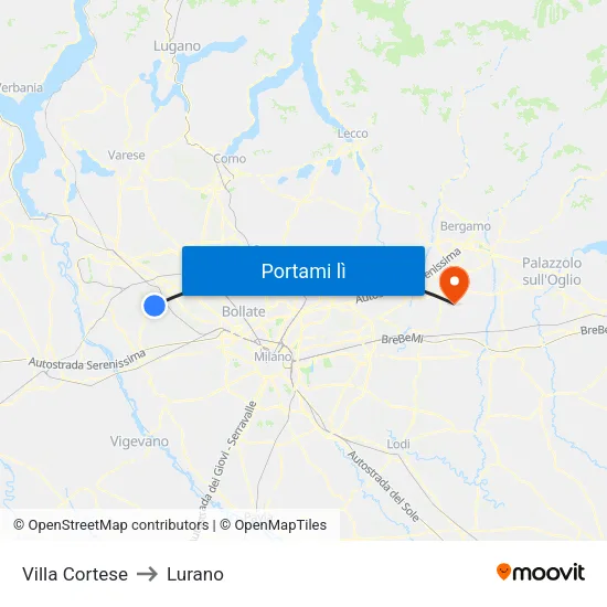 Villa Cortese to Lurano map