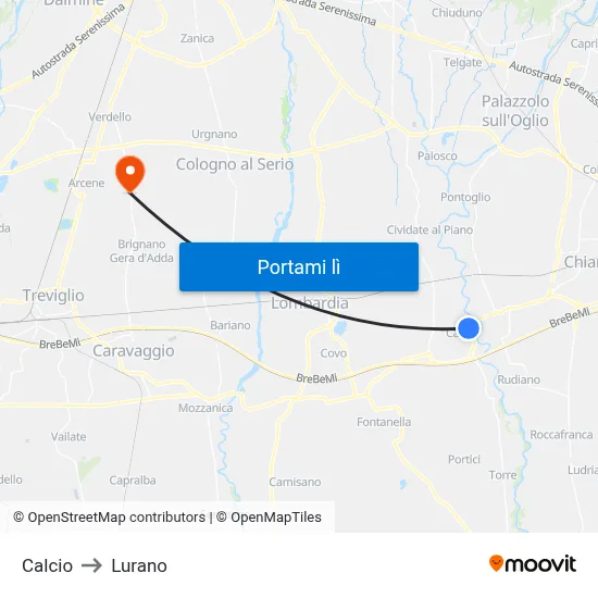 Calcio to Lurano map