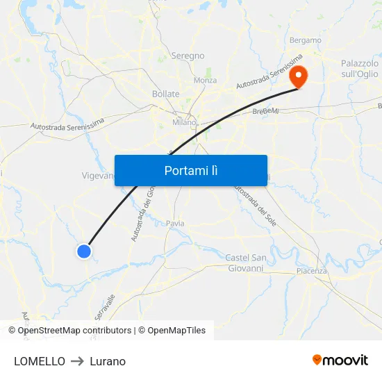 LOMELLO to Lurano map