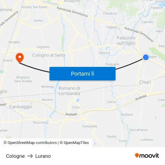 Cologne to Lurano map