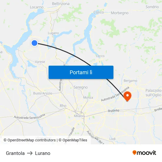 Grantola to Lurano map