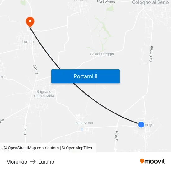 Morengo to Lurano map