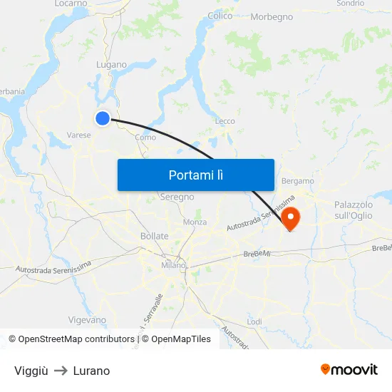 Viggiù to Lurano map