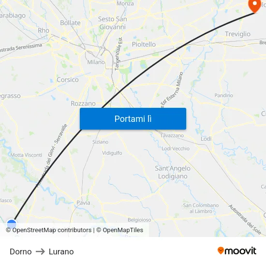 Dorno to Lurano map