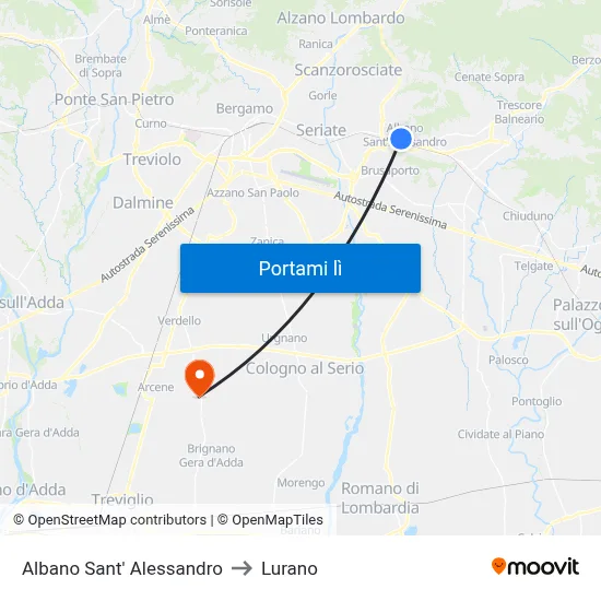 Albano Sant' Alessandro to Lurano map