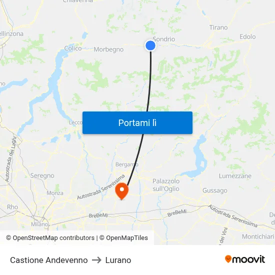 Castione Andevenno to Lurano map