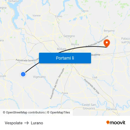 Vespolate to Lurano map