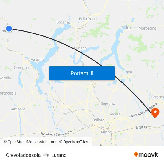 Crevoladossola to Lurano map