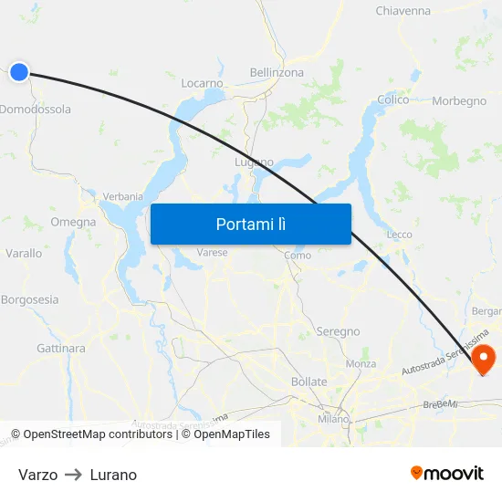 Varzo to Lurano map