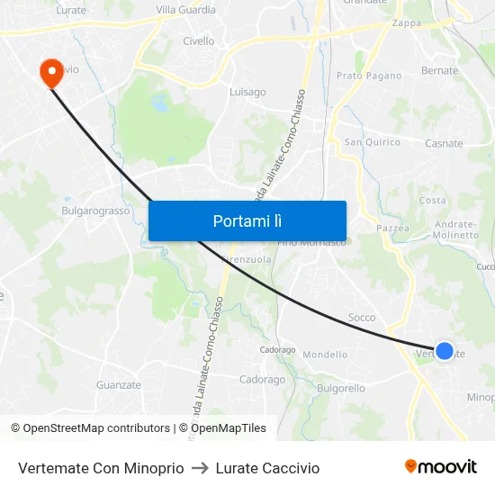 Vertemate Con Minoprio to Lurate Caccivio map