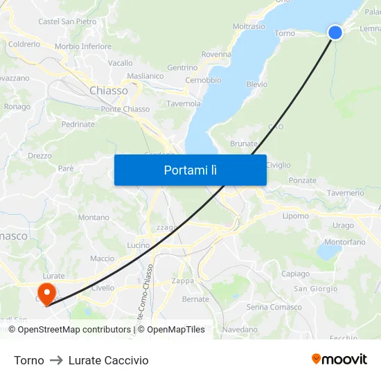 Torno to Lurate Caccivio map