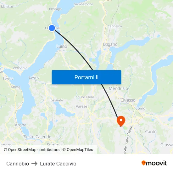 Cannobio to Lurate Caccivio map