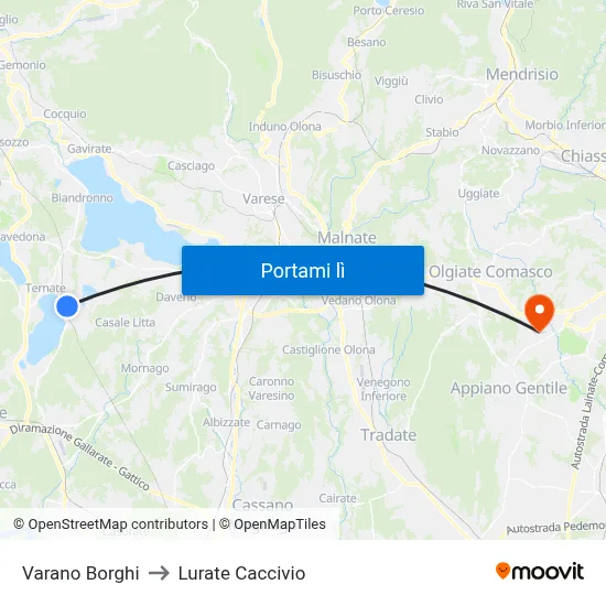Varano Borghi to Lurate Caccivio map