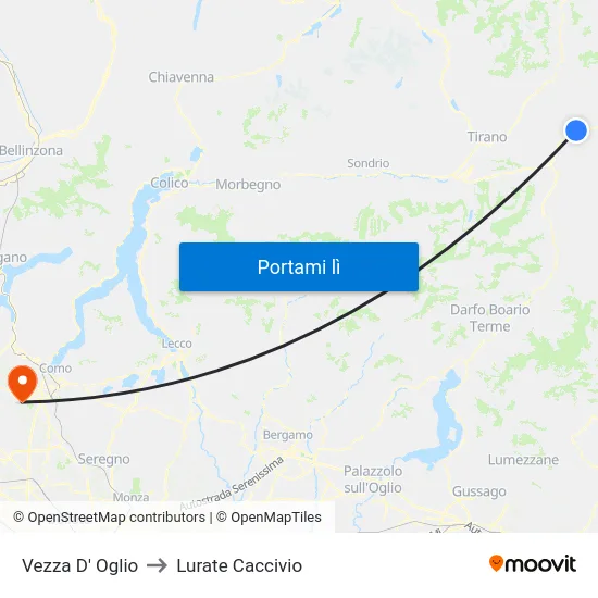 Vezza D' Oglio to Lurate Caccivio map