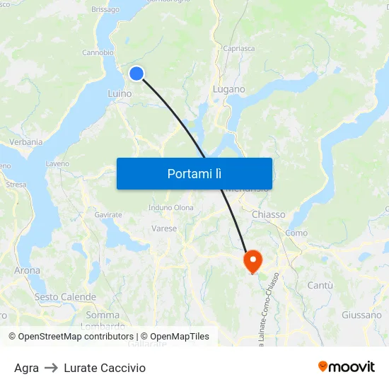Agra to Lurate Caccivio map