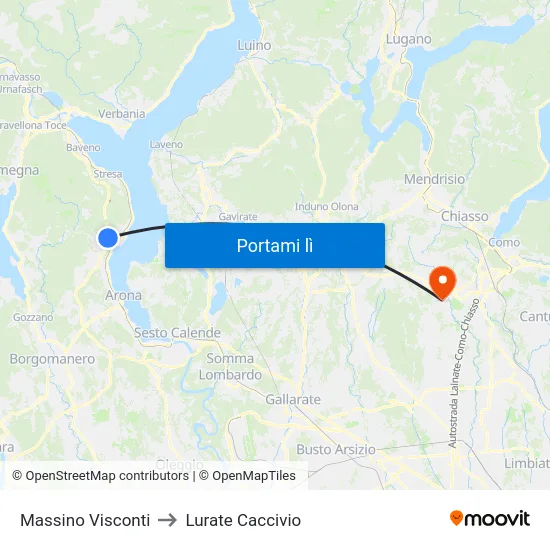 Massino Visconti to Lurate Caccivio map