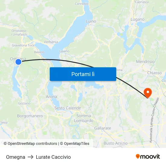 Omegna to Lurate Caccivio map