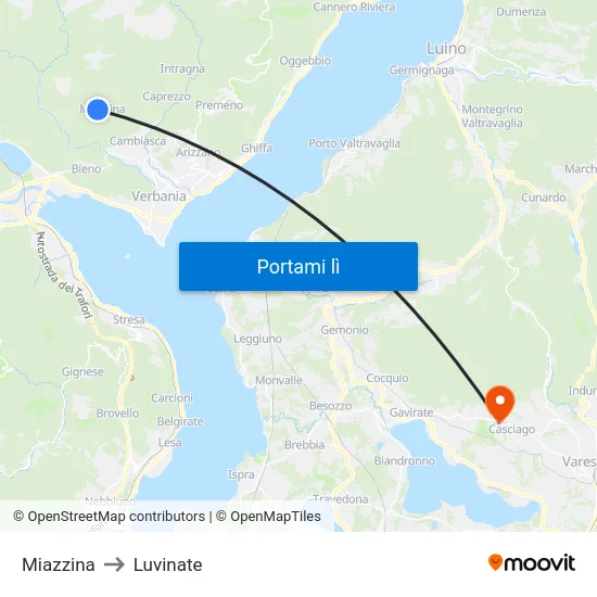 Miazzina to Luvinate map