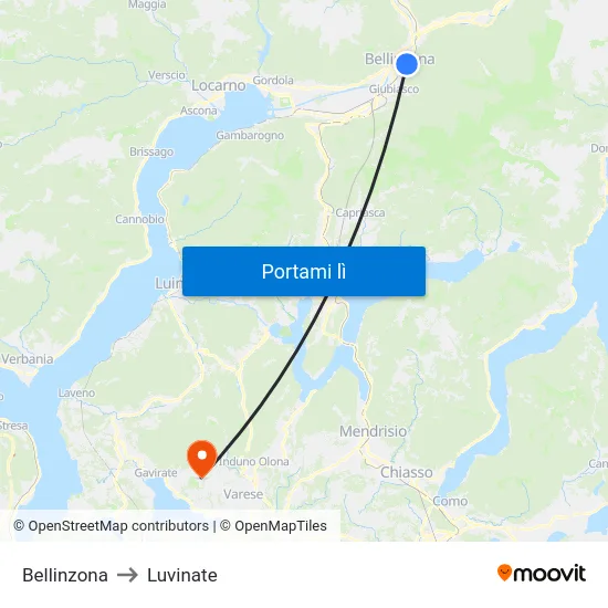 Bellinzona to Luvinate map