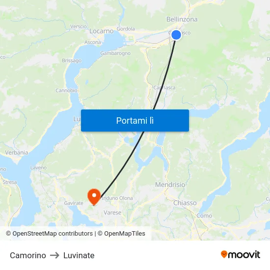 Camorino to Luvinate map