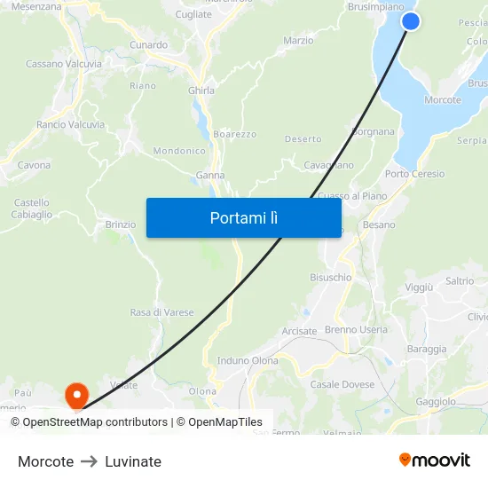 Morcote to Luvinate map