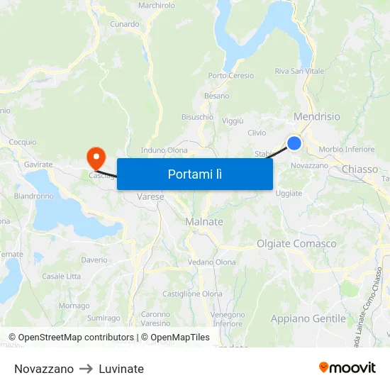 Novazzano to Luvinate map