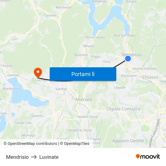 Mendrisio to Luvinate map