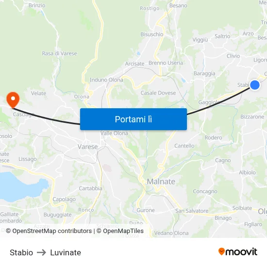 Stabio to Luvinate map
