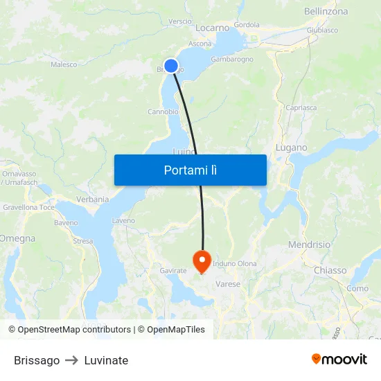 Brissago to Luvinate map