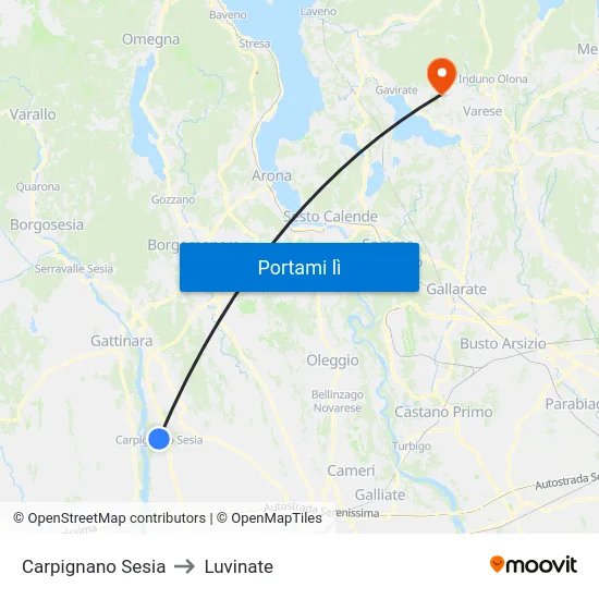 Carpignano Sesia to Luvinate map