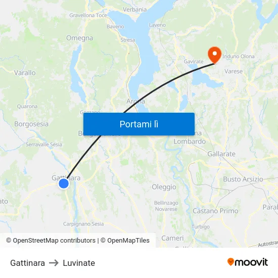 Gattinara to Luvinate map