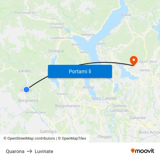 Quarona to Luvinate map