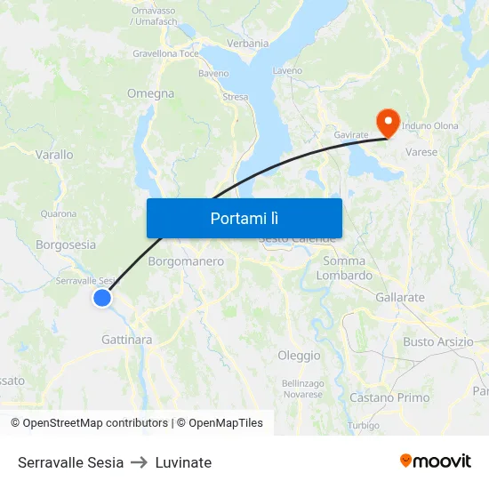 Serravalle Sesia to Luvinate map