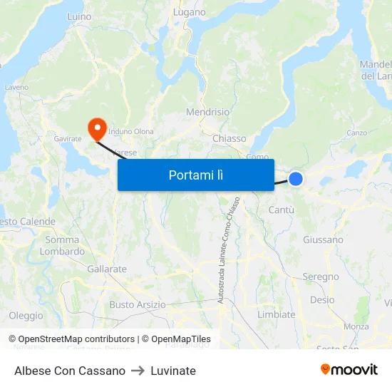 Albese Con Cassano to Luvinate map