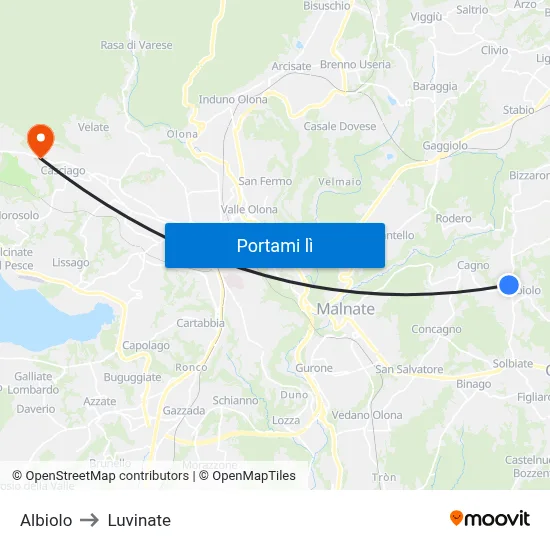 Albiolo to Luvinate map
