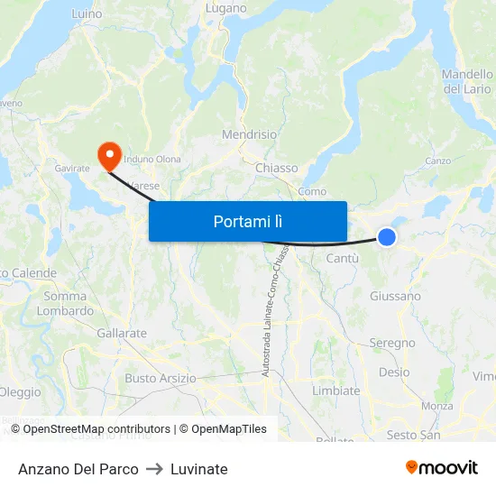 Anzano Del Parco to Luvinate map