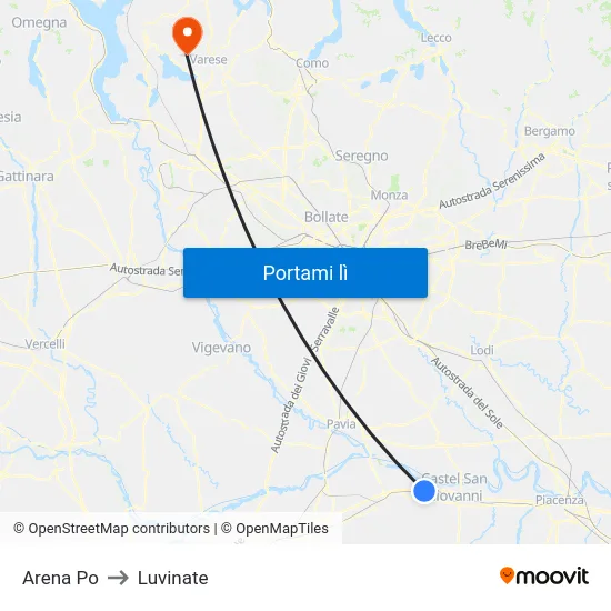 Arena Po to Luvinate map