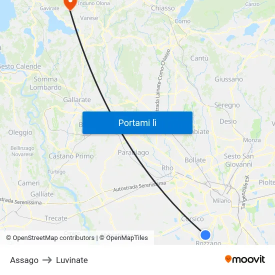 Assago to Luvinate map