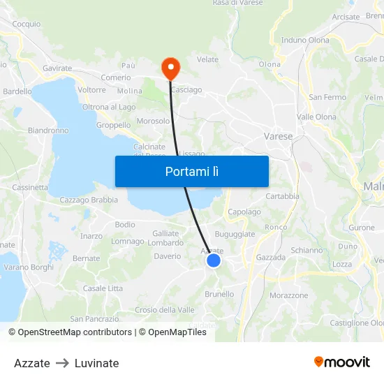 Azzate to Luvinate map