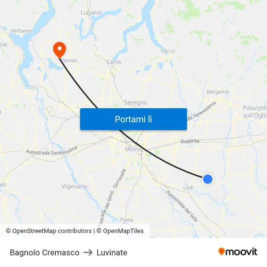 Bagnolo Cremasco to Luvinate map