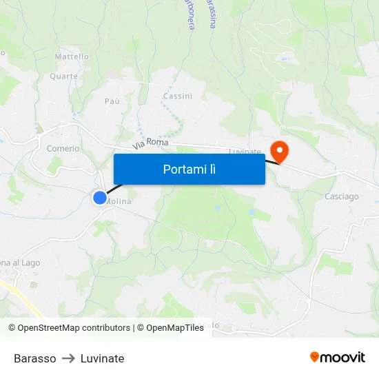 Barasso to Luvinate map